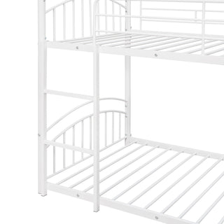 Sunvega Twin Over Twin Metal Bunk Bed With Slide And Removable Playhouse Roof