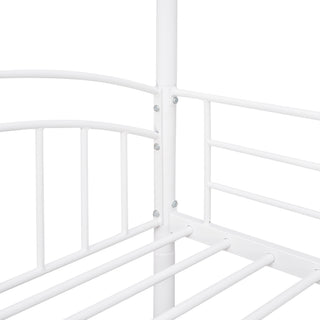 Sunvega Twin Over Twin Metal Bunk Bed With Slide And Removable Playhouse Roof