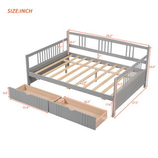 Sunvega Full Size Wood Daybed with Two Drawers for Extra Storage Space, White