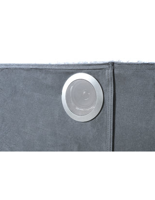 Sunvega Queen Size Upholstered Bed with Electric Fireplace and Bluetooth Speakers in Gray Velvet