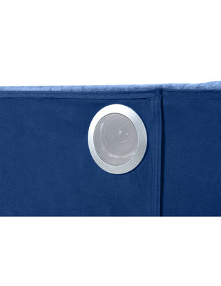 Sunvega King Size Upholstered Wooden Bed with Bluetooth Speakers and USB Ports
