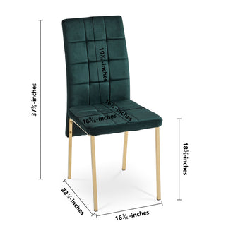 Sunvega Dark Blue Velvet High Back Nordic Dining Chair with Golden Legs Set Of 4