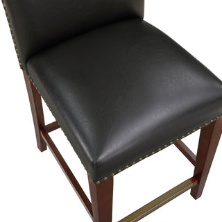 Sunvega Blaire Brown Faux Leather Counter Stool with Nail Heads and Scalloped Back