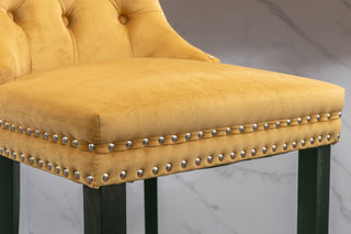 Sunvega Modern Velvet Upholstered Barstools with Button Tufted and Wooden Legs