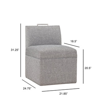Sunvega Modern Upholstered Caster Chair in Ashen Grey Performance Fabric
