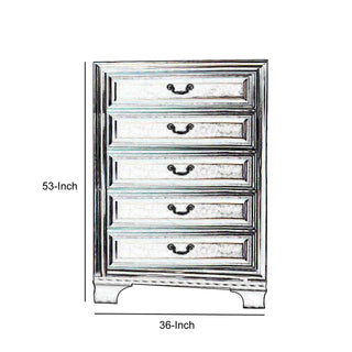 Sunvega Modern Tall Dresser Chest with Five Molded Drawers and Antique Metal Handles