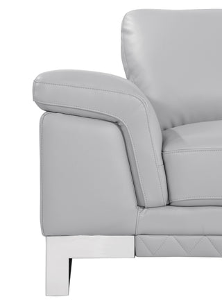 Sunvega Top Grain Italian Leather Loveseat with Stainless Steel Chrome Legs