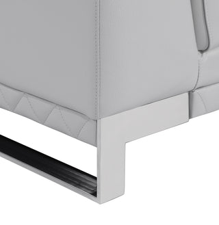 Sunvega Top Grain Italian Leather Loveseat with Stainless Steel Chrome Legs