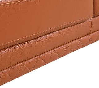 Sunvega Top Grain Italian Leather Loveseat with Stainless Steel Chrome Legs