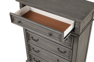 Sunvega Traditional Style 5-Drawer Chest with Rustic Gray Finish for Bedroom