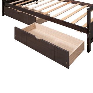 Sunvega Full Size Daybed with Twin Trundle Solid Wood Frame for Living Room