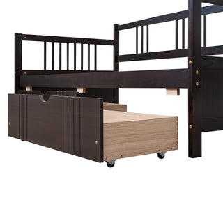 Sunvega Full Size Daybed with Twin Trundle Solid Wood Frame for Living Room