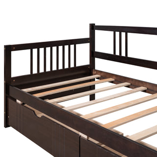 Sunvega Full Size Daybed with Twin Trundle Solid Wood Frame for Living Room