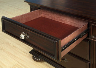 Sunvega Traditional Dark Walnut Solid Wood Nightstand with 3 Drawers and Antique Brass Handles