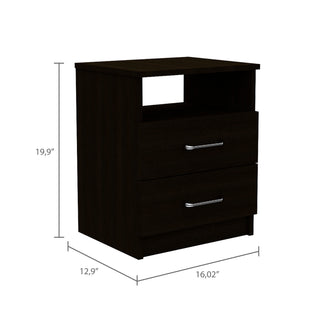 Sunvega Durable 2-Drawer 1-Shelf Rectangle Nightstand in Wenge Finish
