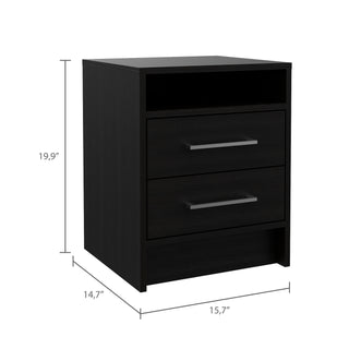 Sunvega Stylish Multifunctional 2-Drawer 1-Shelf Rectangle Nightstand for Bedside Storage