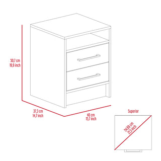 Sunvega Stylish Multifunctional 2-Drawer 1-Shelf Rectangle Nightstand for Bedside Storage