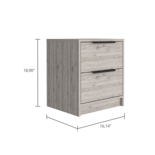 Sunvega Modern Light Grey Nightstand with Two Smooth Drawers for Storage