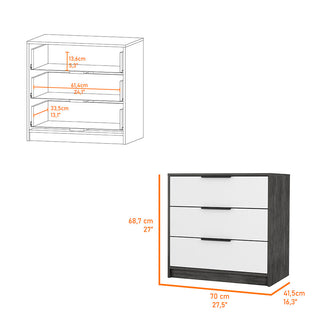 Sunvega Smokey Oak and White 3-Drawer Dresser for Organized Storage