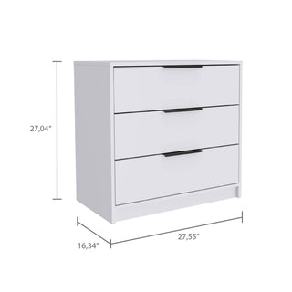 Sunvega White 3-Drawer Rectangle Dresser with Sleek Compact Storage and Versatile Design