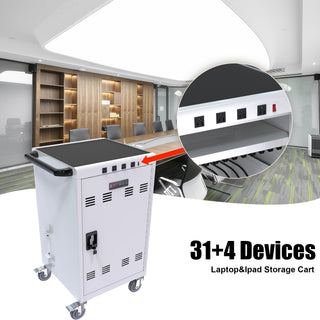 Sunvega Mobile Charging Cart and Cabinet for 35 Tablets Laptops with Locking Storage