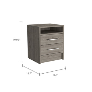 Sunvega Multifunctional Light Grey Nightstand with Drawers and Open Shelf