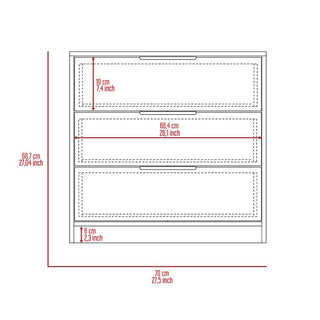 Sunvega Light Grey Finish Three Drawer Rectangle Dresser with Top Display Surface