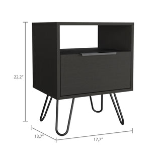 Sunvega Wengue Finish Nightstand with Single Drawer and Shelf for Storage