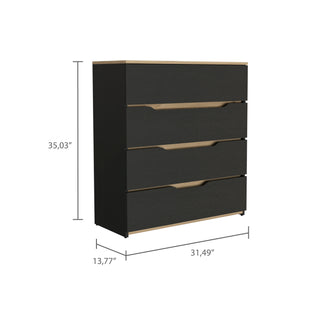 Sunvega Wengue and Light Oak Finish Four Drawer Dresser with Spacious Storage