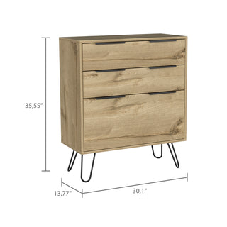 Sunvega Light Oak Finish 3-Drawer Dresser with Superior Top and Steel Legs