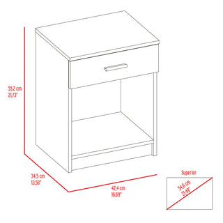 Sunvega Light Grey Nightstand with Single Drawer and Shelf for Bedroom Storage
