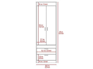 Sunvega White 2-Drawer Armoire for Hanging Clothes and Organizing Smaller Items