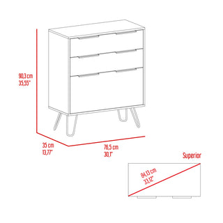 Sunvega Light Oak Finish 3-Drawer Dresser with Superior Top and Steel Legs