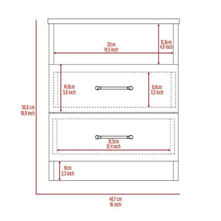 Sunvega Light Grey Nightstand with Two Drawers and One Open Shelf