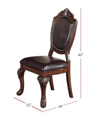 Sunvega Set of 2 Formal Side Chairs with Faux Leather Upholstered Seat and Nailheads Trim