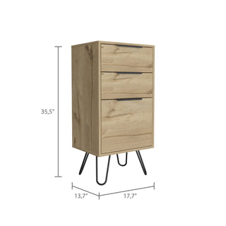Sunvega Light Oak Finish 3-Drawer Rectangle Dresser with Superior Top and Four Steel Legs