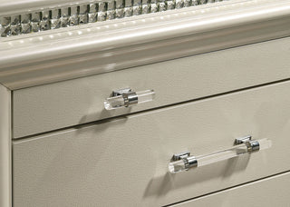 Sunvega Contemporary Nightstand with Felt-lined Drawers and Acrylic Legs in Pearl White