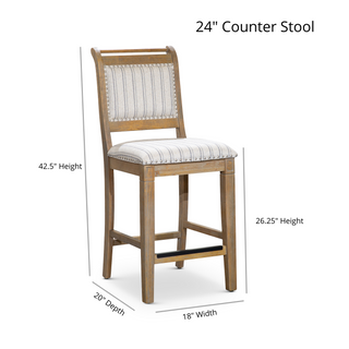 Sunvega Antique White Finish Black Leather Seat Farmhouse Counter Stool