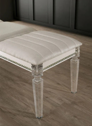 Sunvega Contemporary Nightstand with Felt-lined Drawers and Acrylic Legs in Pearl White