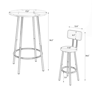 Sunvega Foldable Counter Height Bar Table Set with 2 Stools for Kitchen