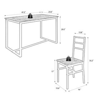 Sunvega Industrial Style Five-Piece Table and Chair Set with Backrest for Various Scenarios