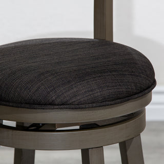 Sunvega Cherry Finish Beige Fabric Slat Back Swivel Stool for Counter Height