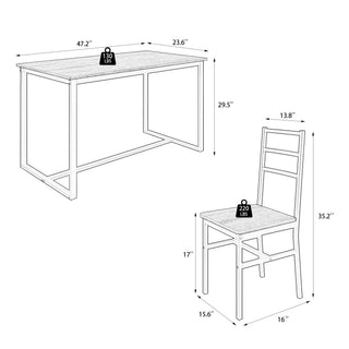 Sunvega Industrial Style Five-Piece Table and Chair Set with Backrest for Various Scenarios