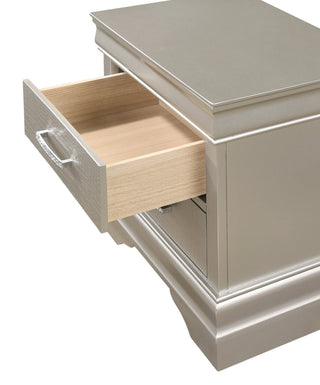 Sunvega Modern Glam Champagne Finish Crystal Diamond Tufted Crocodile Texture Nightstand