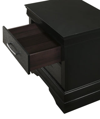 Sunvega Modern Glam Black Finish Two Drawer Nightstand with Crystal-Like Button Tufted