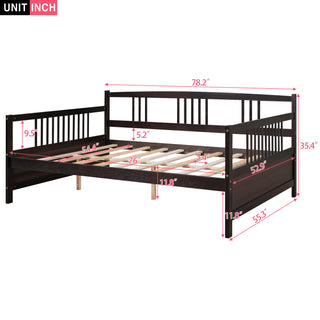 Sunvega Espresso Full Size Daybed with Support Legs and Storage Space