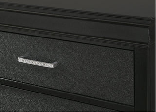 Sunvega Modern Black Crocodile Texture Solid Wood Five Drawer Tall Chest
