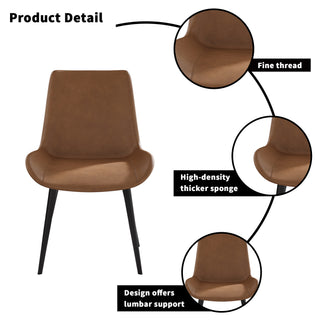 Sunvega Modern Brown Dining Chair with Black Metal Legs and Ergonomic Seat Design