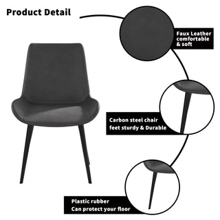 Sunvega Modern Brown Dining Chair with Black Metal Legs and Ergonomic Seat Design
