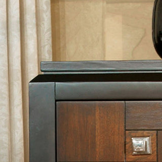 Sunvega Transitional Solid Wood Nightstand with Square Chrome Knobs in Acacia Walnut